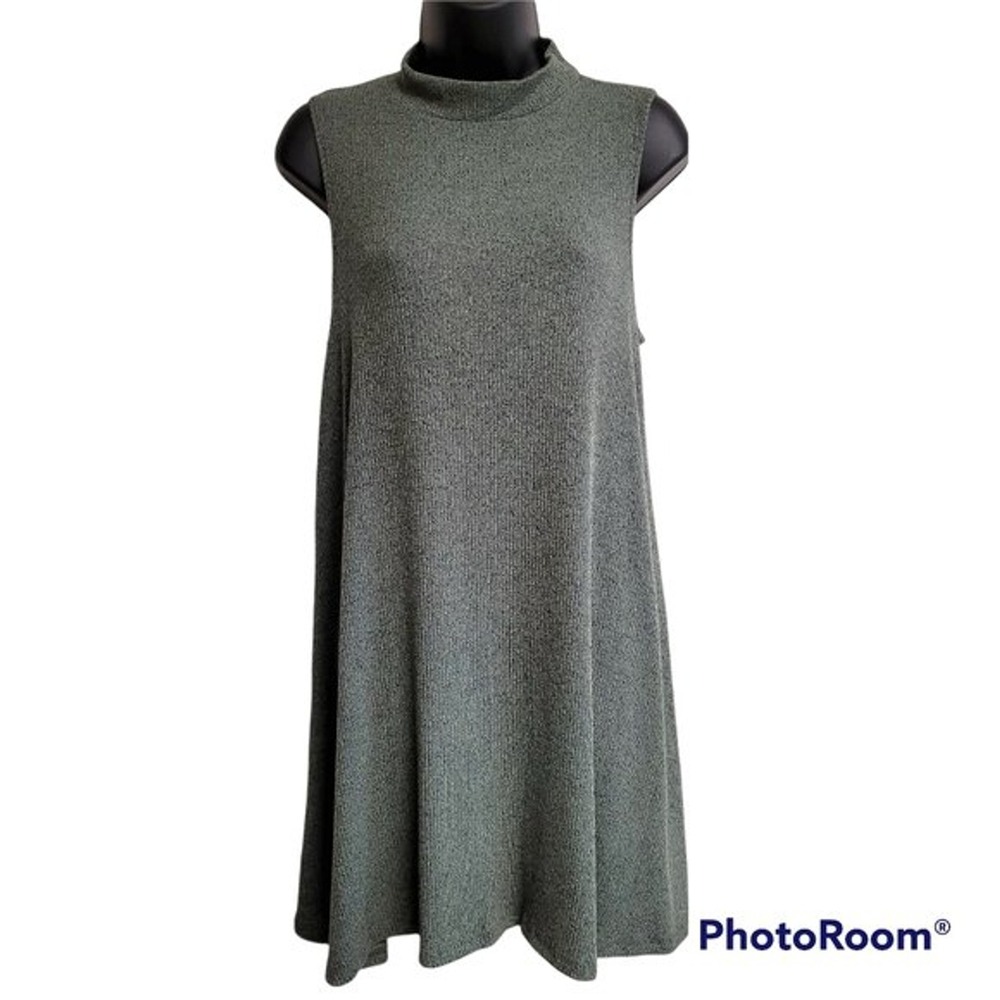 Michelle By Comune Green Sleeveless  Mock Neck Swing Dress Women's Size Large